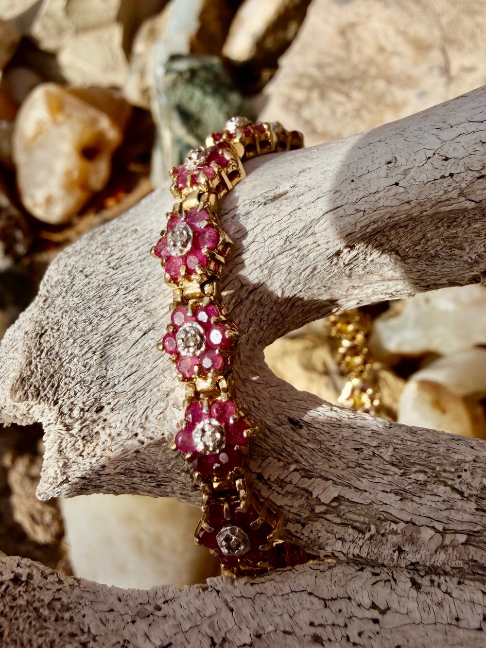 9 CTW AA Ruby & Diamond Bracelet 18K Gold Over 925 Sterling Silver - Picture 2 of 7